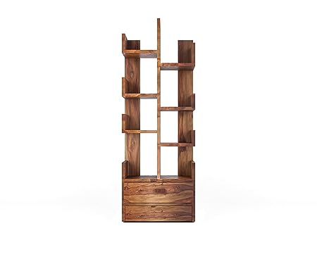 storage bookcases, Function Home Tree Bookshelf, 9 Shelf Small Geometric Bookcase, Free Standing Book Shelves, Unique Wood Storage Rack for CDs/Books Utility Organizer Shelves for Living Room, Bedroom, Home Office